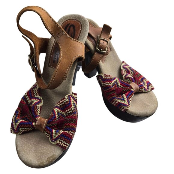 Sbicca Vintage Collection Leather & Woven Platform Sandals Size 7 - Picture 1 of 10